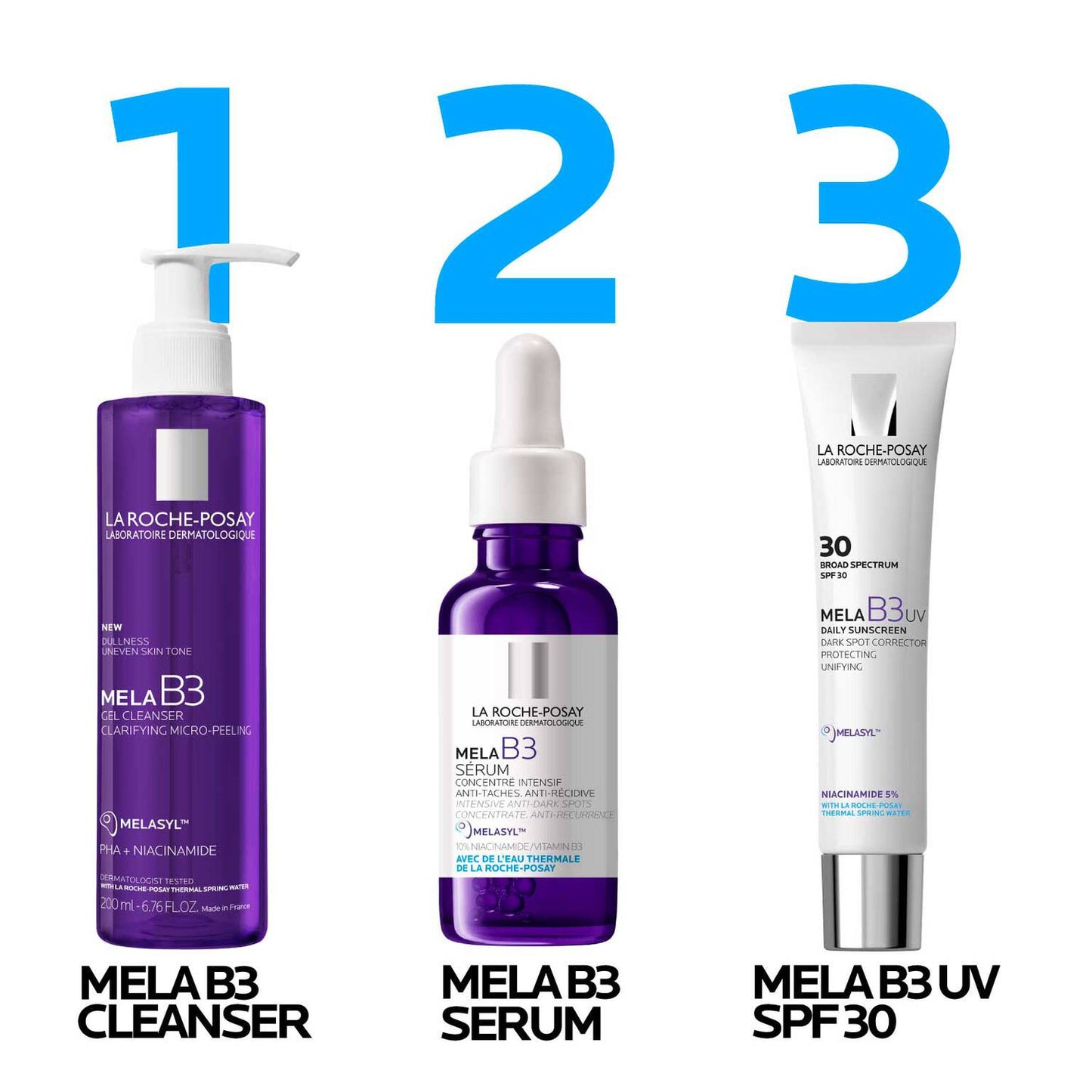 mela-b3-facial-gel-cleanser-with-melasyltm-niacinamide-j8 LaRochePosay-Product-MelaB3-MelaB3Cleanser-200ml-03337875890069-Routine_1500x1500_REV.jpg